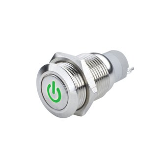 Pre-Wired Power Symbol On/Off Flush Mount Led Switch, Green
