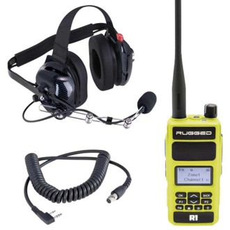 Crew Chief - H42 Spotter Headset and Rugged Handheld Radio Package - Safety Yellow