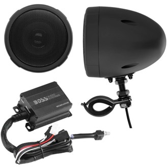 Systems Motorcycle Speaker Amplifier/ Bluetooth/ 3in Speakers Pair- Black