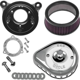 08-17 Touring/16-17 Softail Models Stealth Air Cleaner Kit w/ Chrome Mini Teardrop Cover