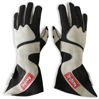 SFI 3.3/5 Black / Gray Outseam Long Gauntlet Nomex Race Gloves
