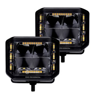 Blackout Combo Series - SIDELINE 4x3 LED Cube Spot Lights, Pair, w/Amber LEDs