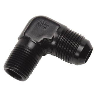 Performance -10 AN to 1/2in NPT 90 Degree Flare to Pipe Adapter (Black