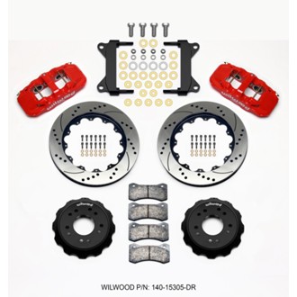 Wilwood AERO6 Front Hat Kit 14.00 Drilled Red 63-87 C10 w/ Wilwood Pro Spindles