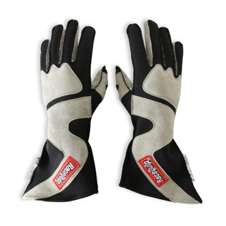 SFI 3.3/5 Black / Gray Outseam Long Gauntlet Nomex Race Gloves - Medium