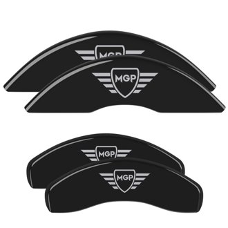 MGP 4 Caliper Covers Engraved Front & Rear MGP Black finish silver ch