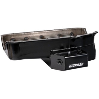 Pre-80 Chevrolet SBC (w/2 Pc Seal & Low Clearance) Wet Sump 7qt 7in Steel Oil Pan - Black
