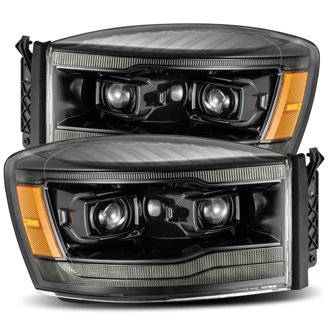 06-08 Dodge Ram 1500HD LUXX LED Projector Headlights Plank Style Alpha Blk w/Seq Signal/DRL