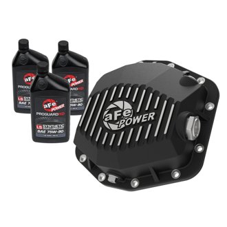 Pro Series Rear Differential Cover Black W/ Machined Fins & Gear Oil