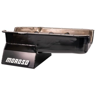 Pre-80 Chevrolet Small Block (w/Driver Side Dipstick) Wet Sump 7qt 8.25in Steel Oil Pan -Blk