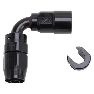 Performance 3/8in SAE Quick Disc Female to -6 Hose Black 90 Degree Hose End