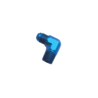 Performance -6 AN to 1/4in NPT 90 Degree Flare to Pipe Adapter (Blue