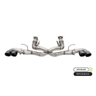 Corsa 20-25 Corvette C8 3in Xtreme Cat-Back Exhaust 4.5in Blk Quad Tips - Integrates stock AFM Valve
