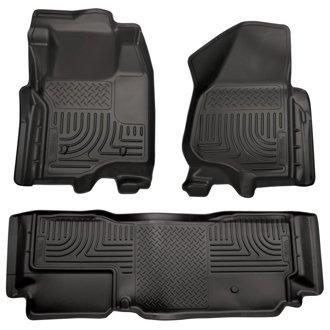 11-12 Ford SD Super Cab WeatherBeater Combo Black Floor Liners (w/o Manual Trans Case
