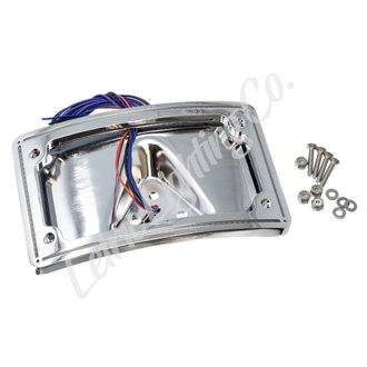 Letric Lighting Custom Hard Wire Perfect Plate Light Chrome Curved License Plate Frame - Universal