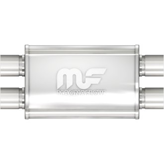 2.5 in/2.5 in Dual/Dual; 4 in x 14 in x 9 in Body Muffler