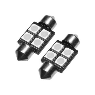 33mm 4 LED 3-Chip Festoon Bulbs, Blue, Pair