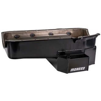 Pre-80 Chevrolet Small Block (w/2 Pc Seal) Road Race Wet Sump 7qt 7.5in Steel Oil Pan - Black