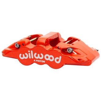 Wilwood Caliper - Aero4-DS Forged Four-Piston Caliper Black 1.38in Piston 1.10in Rotor - Red