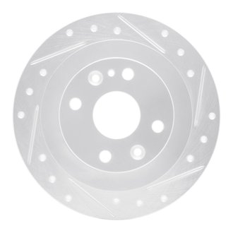 R1 90-03 Ford Escort Rear Right Drilled & Slotted Silver Brake Rotor