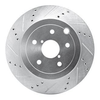 R1 08-20 Subaru Impreza Rear Left Drilled & Slotted Silver Brake Rotor