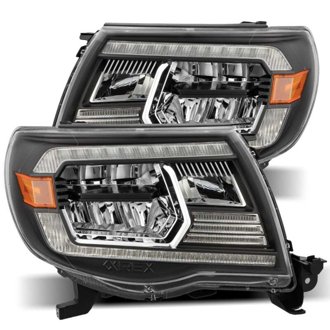 05-11 Toyota Tacoma LUXX Crystal Headlights Plank Style Design Black w/Activation Light/DRL