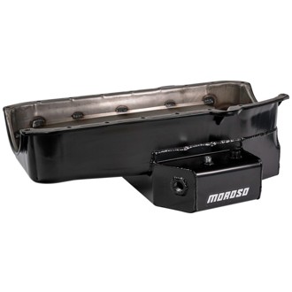 86-Up Chevrolet SBC (w/1 Pc Seal & Low Clearance) Wet Sump 7qt 7in Steel Oil Pan - Black