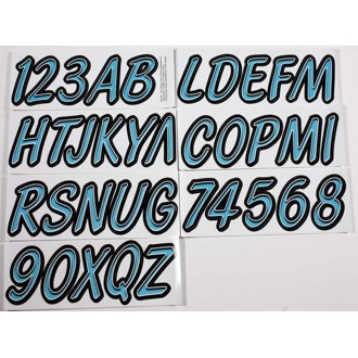 Boat Lettering Registration Kit 3 in. - 400 Cyan Blue/Black