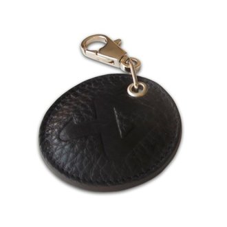 Round Leather Keychain - Black