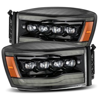06-08 Ram 1500HD NOVA LED Proj Headlights Plank Style Alpha Blk w/Seq Signal/DRL/Amber LED