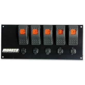 Rocker Switch Panel - Flat Surface Mount - LED - 3-3/8in x 8in - Five On/Off Switches