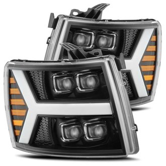 07-13 Chevy 1500HD(NewBody) NOVA LED Proj Headlight Plank Sty Glos Blk w/Activ Lite/Seq Sig