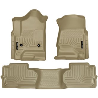 14 Chevrolet Silverado/GMC Sierra Dbl Cab WeatherBeater Tan Front&2nd Seat Floor Liners