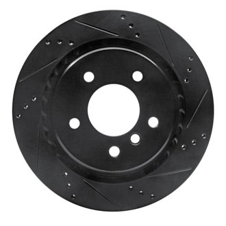 R1 95-99 BMW M3 E36 Left Rear Drilled & Slotted Black Brake Rotor