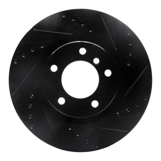 R1 95-99 BMW M3 E36 Left Front Drilled & Slotted Black Brake Rotor