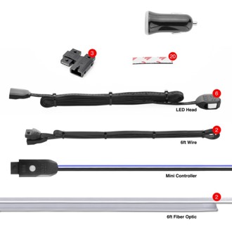 Fiber Optic Roll 6pc LED Head XKchrome Controlled Fiber Optic LED Accent Light Kit 2pc 6ft