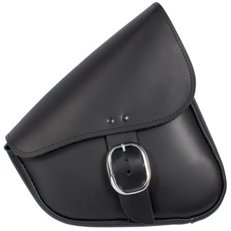 Hd Sportsters, Custom Hard Tails Leather Swingarm Bag W/Chrome Buckle - Black