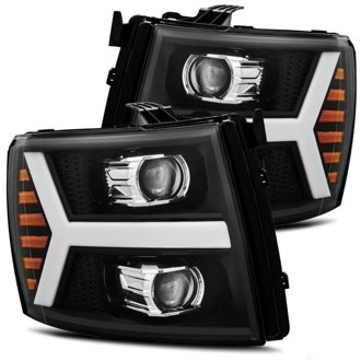 07-13 Chevy 1500HD PRO-Series Proj Headlight Plank Style Matte Blk w/Activ Light/Seq Signal
