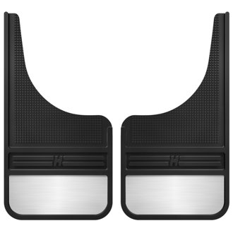 Universal 12in Wide Black Rubber Front Mud Flaps w/ Weight