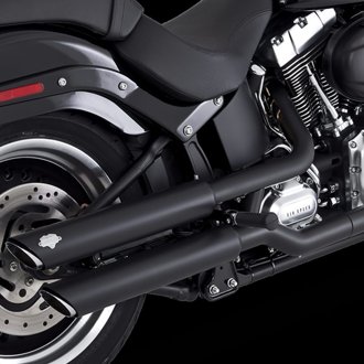 HD Softail 07-17 Fatboy Twin Slash Chrome Slip-On Exhaust