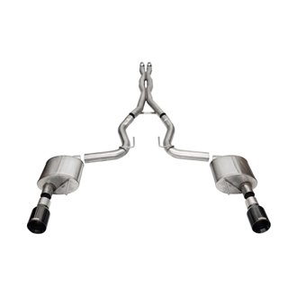 Corsa 24+ Ford MustangGT Xtreme Cat-Back Ex.Sys 3.0in Dual Rear Exit w/4.5in Blk PVD StraightCut Tip