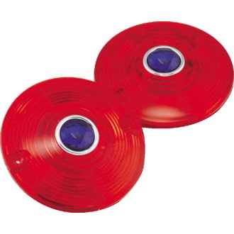 Bikers Choice 86-17 FLH FLT FLST Red Turn Signal Lens With Blue Dot Pr