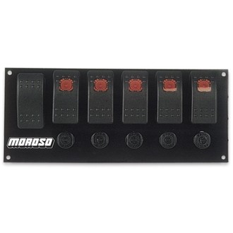 Rocker Switch Panel - Flat Surface Mount - LED - 3.3888in x 8in - Five On/Off Switches