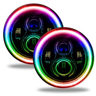 7" High Powered LED Headlights - Black Bezel - Dynamic ColorSHIFT