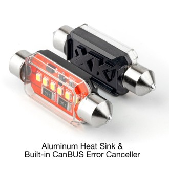 White Festoon Error Free Ultra Bright LED Bulbs w/ Built-in Canbus 2pc 39mm
