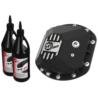 Pro Series Front Differential Cover Black W/ Machined Fins & Gear Oil