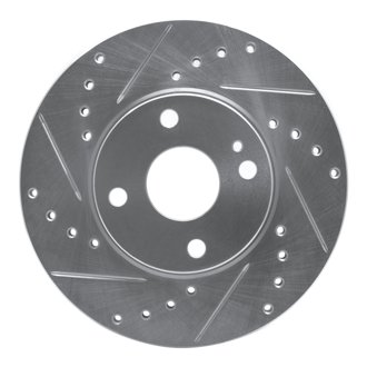 R1 94-02 Mazda Miata Front Left Drilled & Slotted Silver Brake Rotor