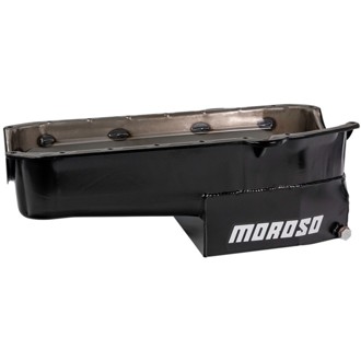 Pre-80 Chevrolet SBC (w/Driver Side Dipstick) Wet Sump 7qt 7.5in Steel Oil Pan - Black