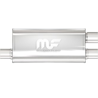 2.5 in/2.5 in Offset/Dual; 5 in x 18 in x 8 in Body Muffler