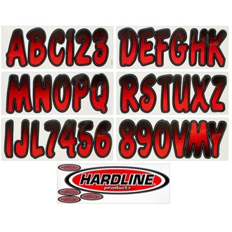 Boat Lettering Registration Kit 3 in. - 200 Red/Black
